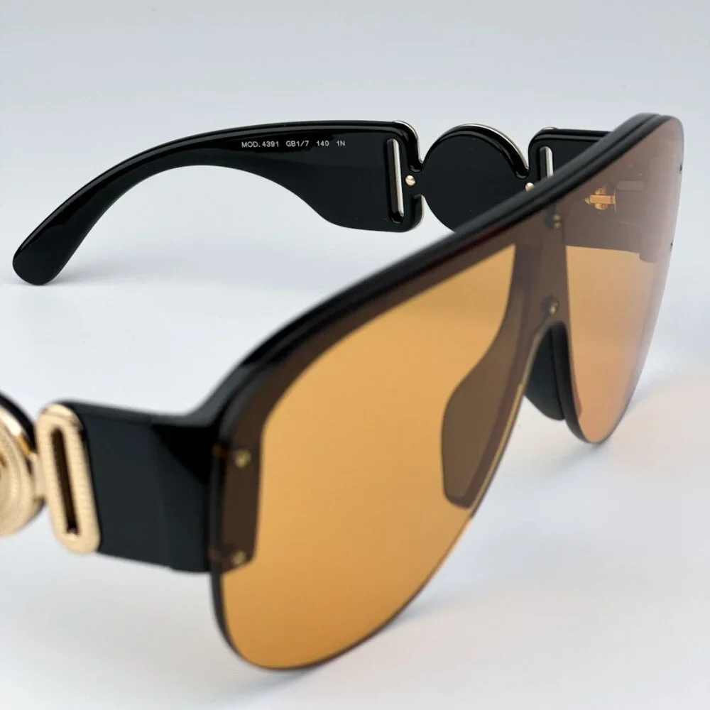 Versace VE4391 GB1/7 BRAND NEW Sunglasses Black Orange Shield Unisex